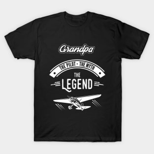 Grandpa Pilot Christmas Gift Retro Aviation Plane Grandfather Christmas T-Shirt T-Shirt